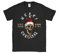 Fancy A Snuggle Merry Christmas Skull Wearing Santa Hat Ho Ho Ho Mens T-Shirt Black X-Large