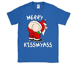 Fancy A Snuggle Merry Kiss My Ass Christmas Grinch Santa's Hairy Bum Mens T-Shirt Royal Blue X-Large