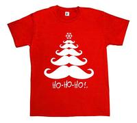 Fancy A Snuggle Moustache Christmas Tree Ho Ho Ho Snowflake Mens T-Shirt Large Red
