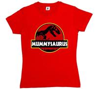Fancy A Snuggle Mummysaurus Mum Ma T-Rex Old Dinosaur Womens Boyfriend Fit T-Shirt Red X-Large