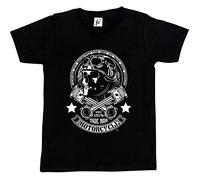 Fancy A Snuggle New York City Motorcycle Club Skull Rider Crossed Spare Parts Kids Boys T-Shirt Black 9-11 Year Old