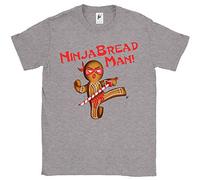Fancy A Snuggle Ninja Bread Man Gingerbread Ninja with Sword Mens T-Shirt Heather Grey X-Large