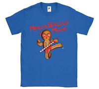 Fancy A Snuggle Ninja Bread Man Gingerbread Ninja with Sword Mens T-Shirt Royal Blue Large