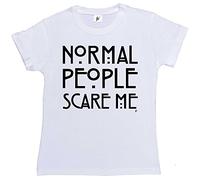 Fancy A Snuggle Normal People Scare Me American Horror Story Womens Boyfriend Fit T-Shirt White XX-Large