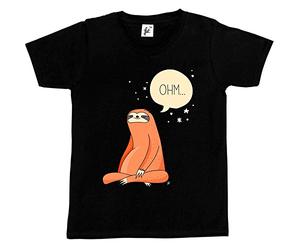 Fancy A Snuggle Ohm.Meditating Sloth Doing Yoga Kids Boys/Girls T-Shirt Black 12-14 Year Old