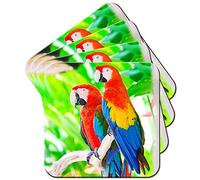 Fancy A Snuggle Pair Of Colourful Red Macaws Coaster/Set of 4 Coasters