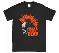 Fancy A Snuggle Punks Not Dead Mohican Orange Hair Skull Mens T-Shirt Black Small
