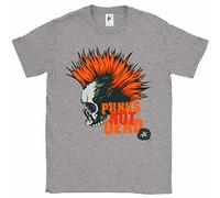 Fancy A Snuggle Punks Not Dead Mohican Orange Hair Skull Mens T-Shirt Heather Grey X-Large