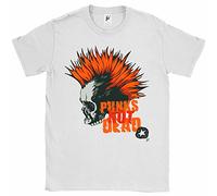 Fancy A Snuggle Punks Not Dead Mohican Orange Hair Skull Mens T-Shirt White XXX-Large