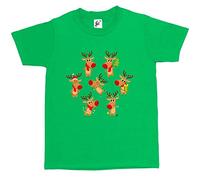 Fancy A Snuggle Red Nose Reindeers Ready for Christmas Decorating with Lights Skating & Having Fun Kids Boys/Girls T-Shirt Green 9-11 Year Old