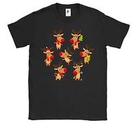 Fancy A Snuggle Red Nose Reindeers Ready for Christmas Decorating with Lights Skating & Having Fun Mens T-Shirt Black XXXX-Large