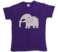 Fancy A Snuggle Retro Grey Elephant Cartoon Womens Boyfriend Fit T-Shirt Purple Large
