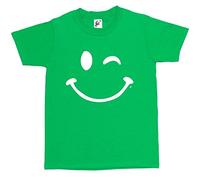 Fancy A Snuggle Retro Happy Funny Winking Emoticon Face Kids Boys/Girls T-Shirt Green 3-4 Year Old