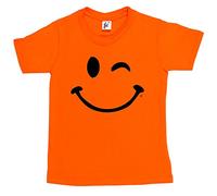 Fancy A Snuggle Retro Happy Funny Winking Emoticon Face Kids Boys/Girls T-Shirt Orange 9-11 Year Old