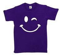 Fancy A Snuggle Retro Happy Funny Winking Emoticon Face Kids Boys/Girls T-Shirt Purple 12-14 Year Old