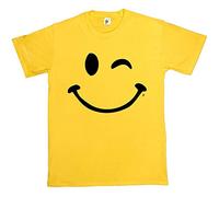 Fancy A Snuggle Retro Happy Funny Winking Emoticon Face Mens T-Shirt Large Yellow