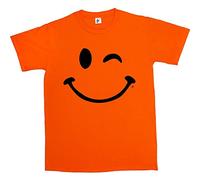 Fancy A Snuggle Retro Happy Funny Winking Emoticon Face Mens T-Shirt Medium Orange
