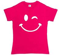Fancy A Snuggle Retro Happy Funny Winking Emoticon Face Womens Boyfriend Fit T-Shirt Hot Pink Small