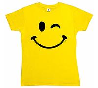 Fancy A Snuggle Retro Happy Funny Winking Emoticon Face Womens Boyfriend Fit T-Shirt Yellow Large