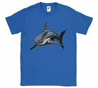 Fancy A Snuggle Scary Great White Shark with Blood On Face Mens T-Shirt Royal Blue Medium