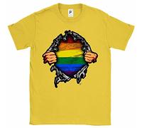 Fancy A Snuggle Showing True Gay Pride Rainbow Colours LGBT Mens T-Shirt Small Yellow