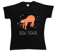Fancy A Snuggle Slow Down Sloth Sleeping in Tree at Night Womens Boyfriend Fit T-Shirt Black XX-Large