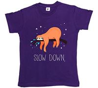 Fancy A Snuggle Slow Down Sloth Sleeping in Tree at Night Womens Boyfriend Fit T-Shirt Purple X-Large
