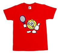 Fancy A Snuggle Sporticon Happy Tennis Ball Ready with Racket Kids Boys/Girls T-Shirt Red 5-6 Year Old
