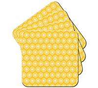 Fancy A Snuggle Sunburst Radial Circle Pattern On Yellow Coaster/Set of 4 Coasters