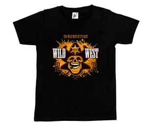 Fancy A Snuggle The Wild West at It's Best Cowboy Sheriff Skull Kids Boys T-Shirt Black 5-6 Year Old