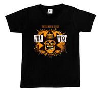Fancy A Snuggle The Wild West at It's Best Cowboy Sheriff Skull Kids Boys T-Shirt Black 7-8 Year Old