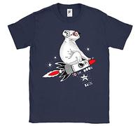 Fancy A Snuggle to The Moon & Back Koala On A Rocket Ship to Space Mens T-Shirt Navy Small