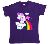 Fancy A Snuggle Unicorn Pooping Rainbow Juice from The Clouds Womens Boyfriend Fit T-Shirt Purple Large