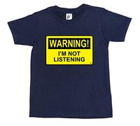 Fancy A Snuggle Warning I'm Not Listening Kids Boys/Girls T-Shirt Navy Blue 3-4 Year Old