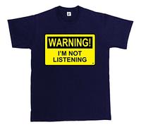 Fancy A Snuggle Warning I'm Not Listening Mens T-Shirt Small Navy