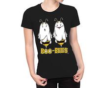Fancy A Snuggle Womens Boo-Bee Ghosts T-Shirt Black Medium