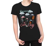 Fancy A Snuggle Womens It's Raining Cats & Dogs T-Shirt Black X-Large