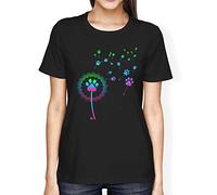 Fancy A Snuggle Womens Loose Fit Dandelion Paw Print Dog T-Shirt Black X-Large