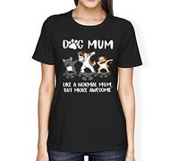 Fancy A Snuggle Womens Loose Fit Dog Mum, Awesome Mum T-Shirt Black X-Large