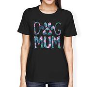 Fancy A Snuggle Womens Loose Fit Dog Mum Tropical T-Shirt Black Medium