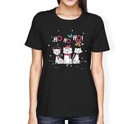 Fancy A Snuggle Womens Loose Fit Ho Ho Ho Festive Cats Christmas T-Shirt Black Medium