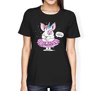 Fancy A Snuggle Womens Loose Fit I am so Magical Pig Ballerina Unicorn T-Shirt Black X-Large