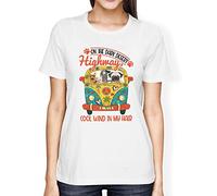 Fancy A Snuggle Womens Loose Fit On A Dark Desert Highway Dog Feel Cool Wind in My Hair T-Shirt White XXX-Large