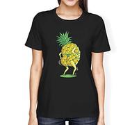 Fancy A Snuggle Womens Loose Fit Pineapple Wearing Thong T-Shirt Black Large