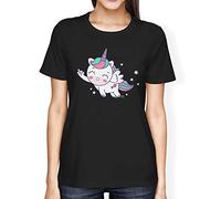 Fancy A Snuggle Womens Loose Fit Unicorn Giving Middle Finger T-Shirt Black Small