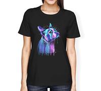 Fancy A Snuggle Womens Loose Fit Watercolour Abstract French Bulldog Dog T-Shirt Black XX-Large