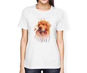 Fancy A Snuggle Womens Loose Fit Watercolour Splash Golden Retriever Dog T-Shirt White Medium