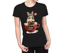 Fancy A Snuggle Womens Puppy and Kitten Friend Forever T-Shirt Black X-Large
