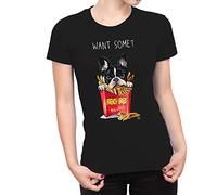 Fancy A Snuggle Womens Want Some French Fries or French Bulldog? T-Shirt Black Medium