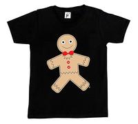 Fancy A Snuggle Xmas Gingerbread Man Wearing Red Bow Tie Kids Boys/Girls T-Shirt Black 5-6 Year Old